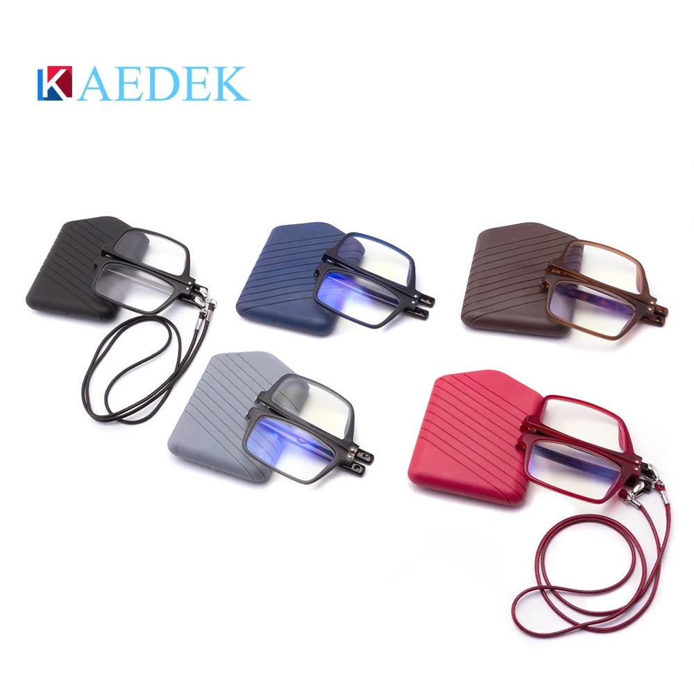 KAEDEK Portable Folding Reading Glasses Women Men Retro Marble Presbyopic Eyeglasses Foldable Hanging Neck Presbyopia Glasses