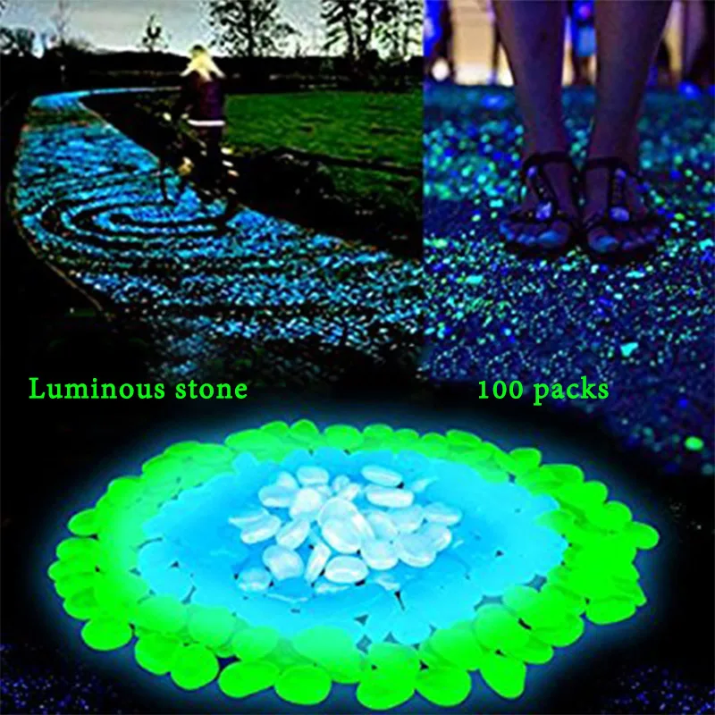

50pcs Glow Pebbles Luminous Stone Rocks Glow In The Dark Garden Pebbles for Walkways Path Patio Lawn Pool Aquarium Garden Decor