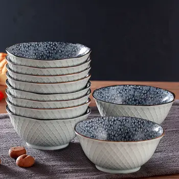 

Ceramic Bowl Jingdezhen Bowl Japanese Underglaze Ceramic Bowl Household Lunch Box Tableware Tableware Chopsticks Instant Noodle