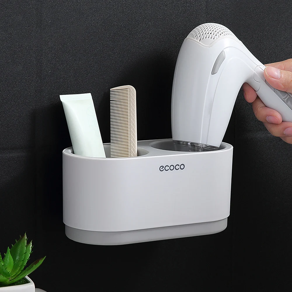 

Ecoco Bathroom Storage Rack Wall Mounted Hair Dryer Stand Holder Bathrrom Organizer Rack with 1 Storage Cup
