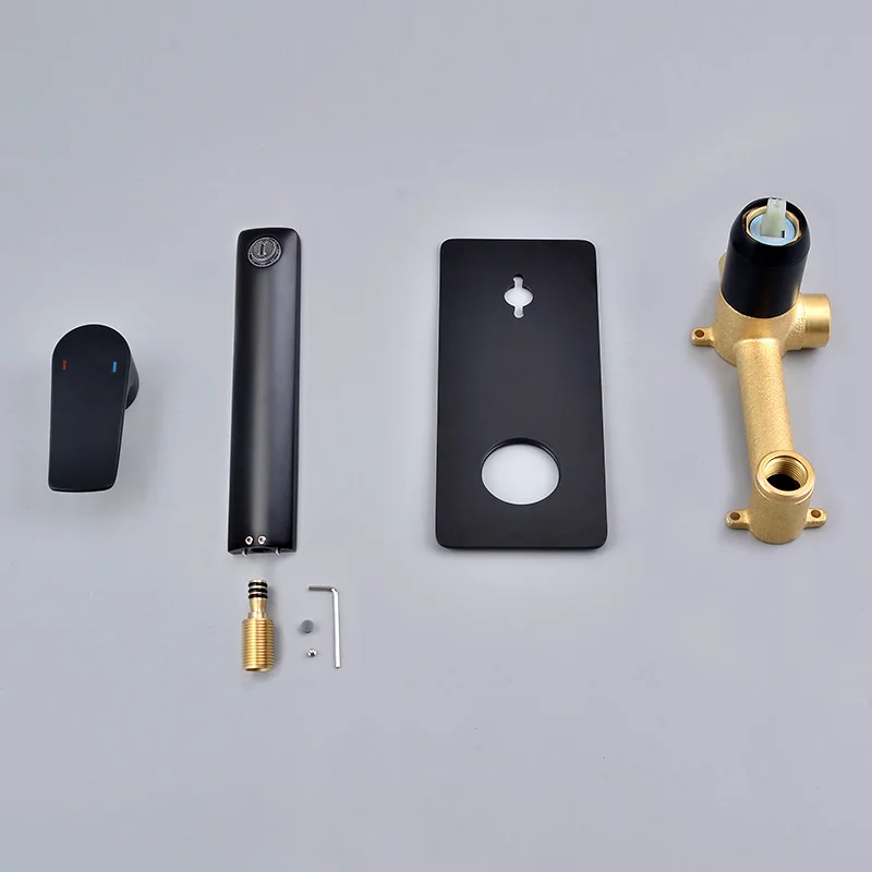 B Rounded handle Черный Скрытый кран для ванной комнаты, кран для горячей и холодной воды, настенный кран для раковины - Цвет: B Rounded handle