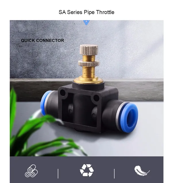 Pneumatics Air Throttle Valve Speed Control Quick Hose Tube