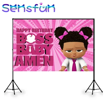 

Cartoon Baby Boss theme Photography Background Custom africa Girls Pink theme Backdrop for Photo Studio props banner