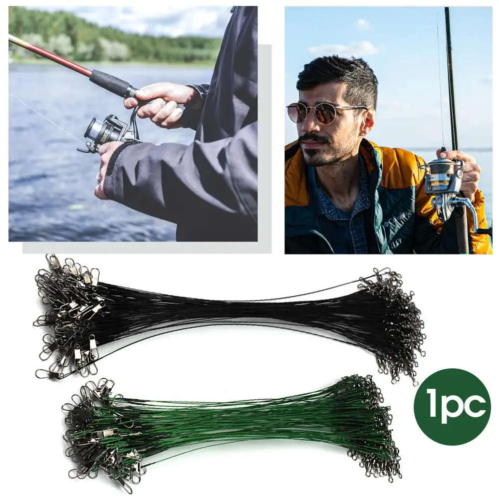 20pcs 15/20/30cm Stainless Steel Wire Leader Fishing Leash With Swivel Anti-bite Line Leadcore For Lure Accessories Pike