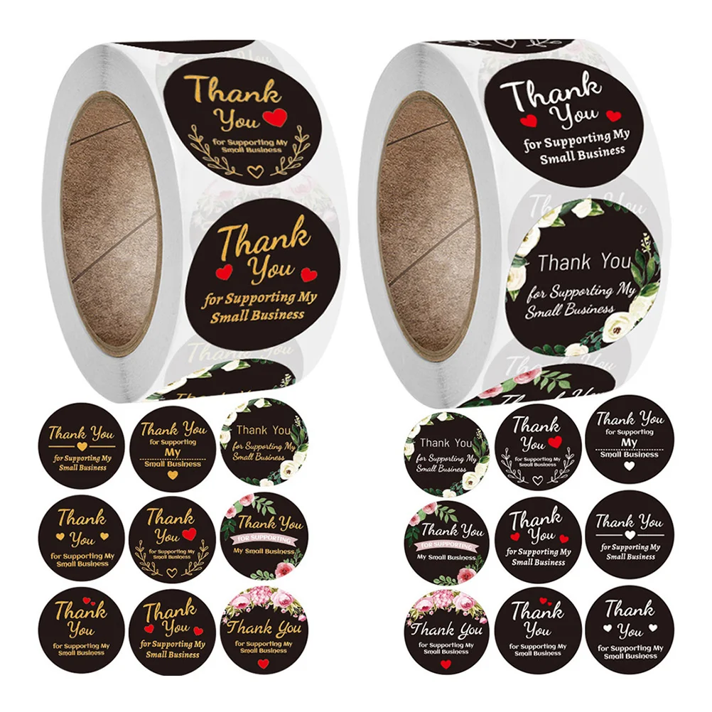 2 Rolls/1000pcs Thank You Gift Packing Sealing Sticker Label Decals Decoration Business Stationery | Дом и сад