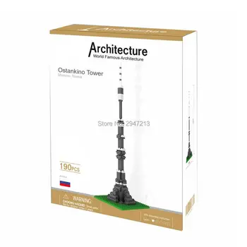 

hot lepining city creators classic Street view Moscow tower ostankino model mini micro diamond building blocks bricks toys gift