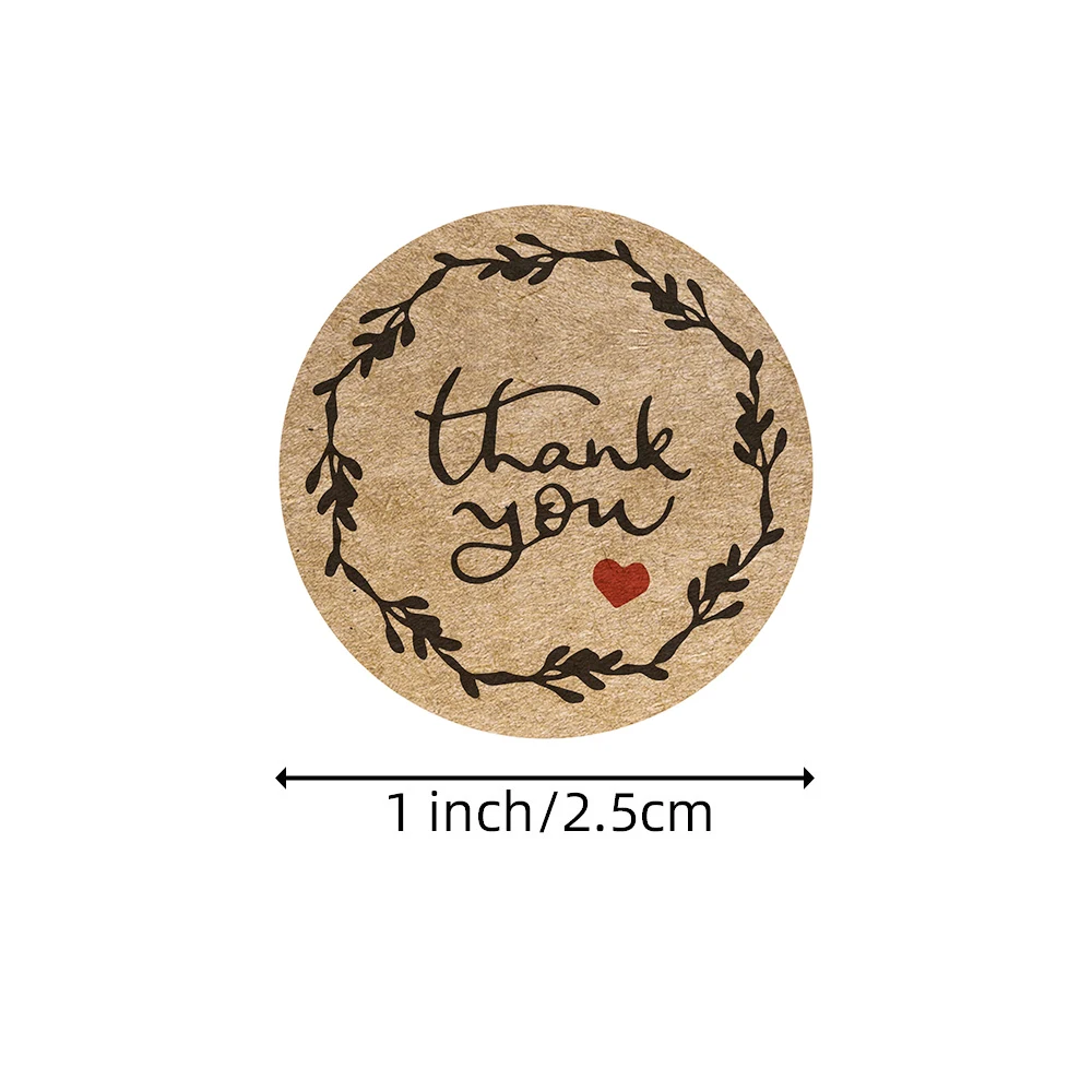 100-500pcs Kraft Paper Thank You Stickers With Red Heart Handmade Labels Sticker for Business Envelope Sealing Stationery thank you stickers