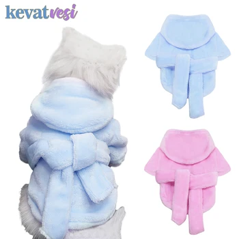

Cute Pet Dog Pajamas Soft Cat Towel Warm Dog Bathrob Pet Bath Drying Towel Clothes with Hat Small Medium Dogs Pet Accessories