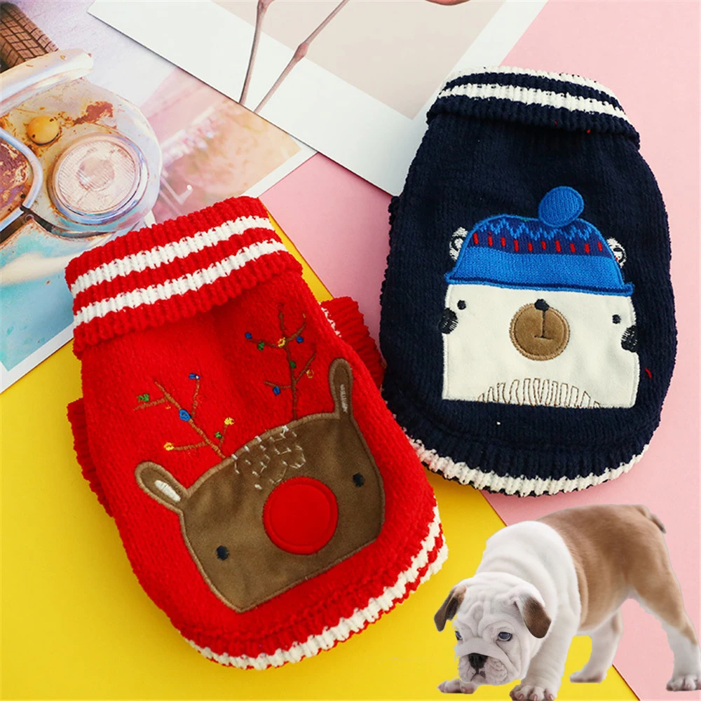 

Miflam Autumn Winter Dog Sweater Cartoon Dog Clothes For Pet Sweater Small Dog Clothing Thicken French Bulldog Poodle Clothes