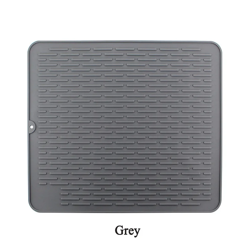 New Silicone Table Mat Pad Drain Mat Drying Dishes Pad Heat Resistant Dinnerware Table Mat Waterproof Placemat - Цвет: Grey