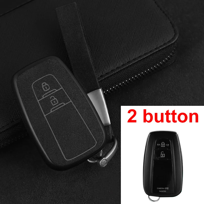 Чехол для ключей для Toyota Camry CHR Corolla RAV4 Avalon Land Cruiser Prado Prius 2 3 кнопки - Название цвета: 2 Button Black