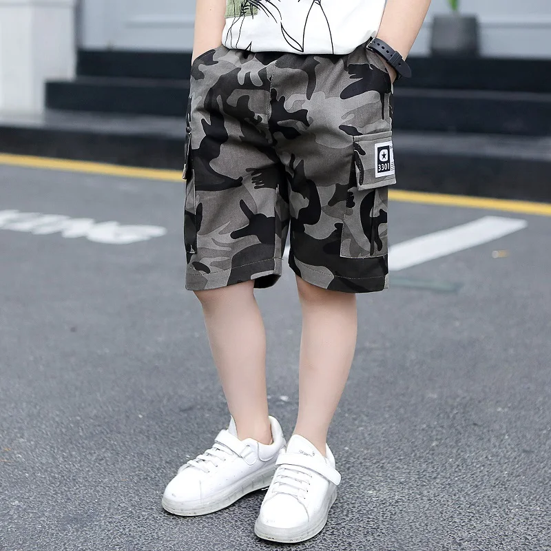 Boy's Camo Black Camouflage Summer Shorts Side Pockets Combat 4-14 Years 