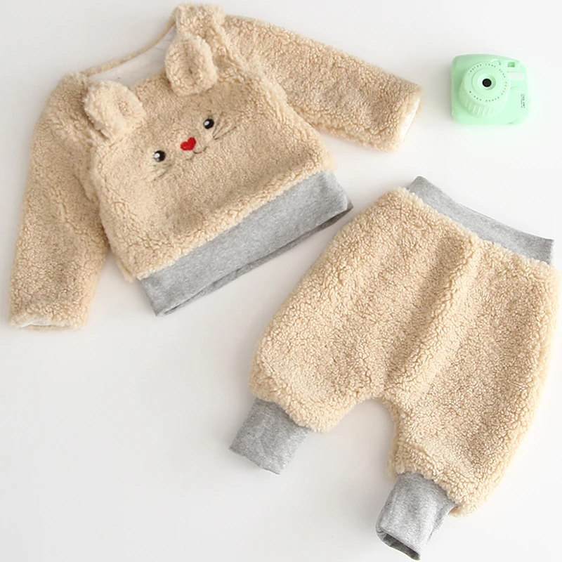 Newborn Clothes Baby Boy Girl Suit winter Baby Fashion Sweater+ Trousers 2 Pcs children's long sleeve Keep warm Suit