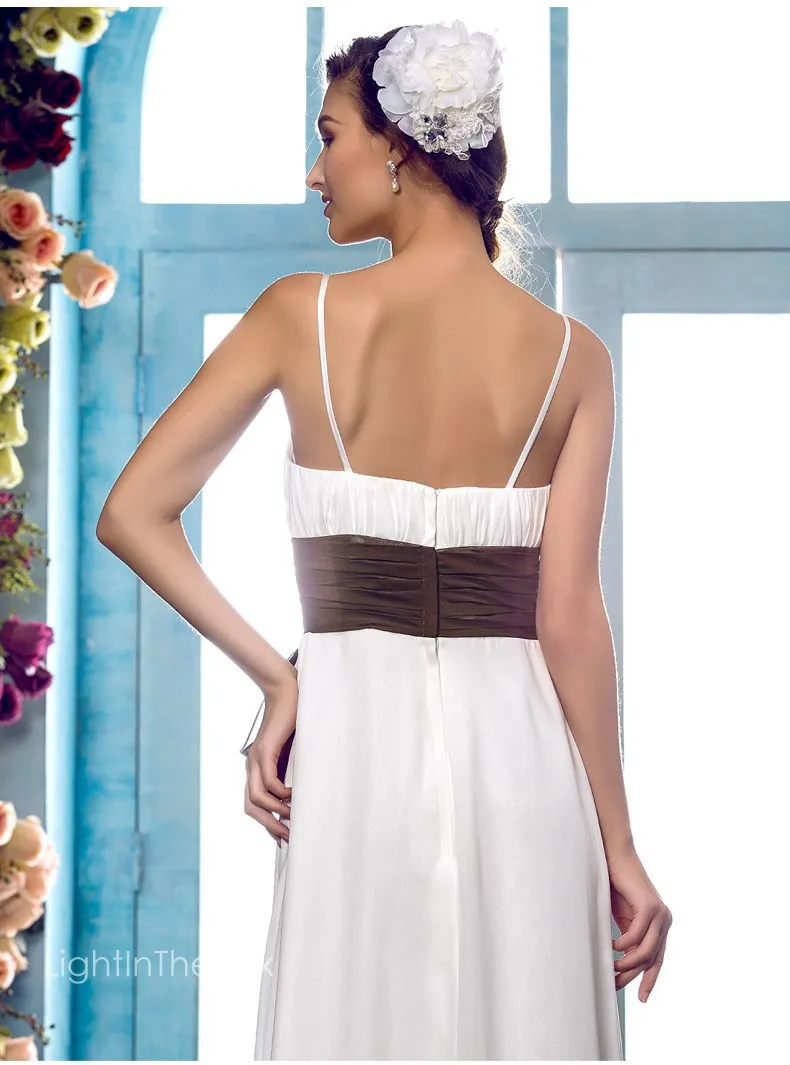 Дешевые robe de soiree Новые популярные белые макси длинные шифоновые платья с бантом на поясе vestido de festa longo платья подружек невесты
