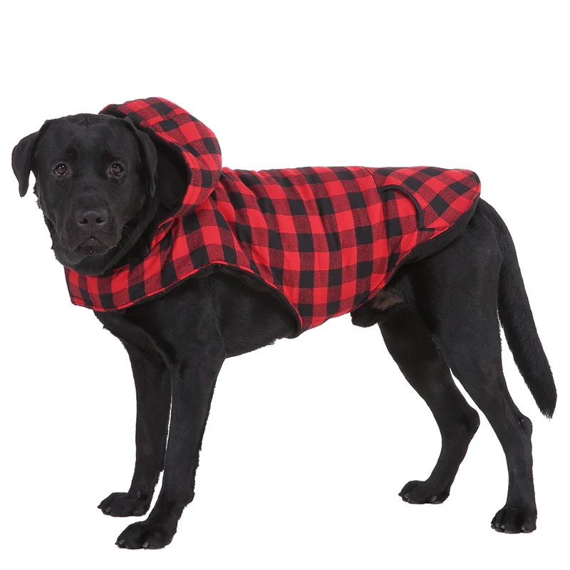 Клетчатый зимний теплый питомец курта для собак большая одежда для собак, худи одежда для домашних животных Средний Большой курта для собак Одежда для щенков 30
