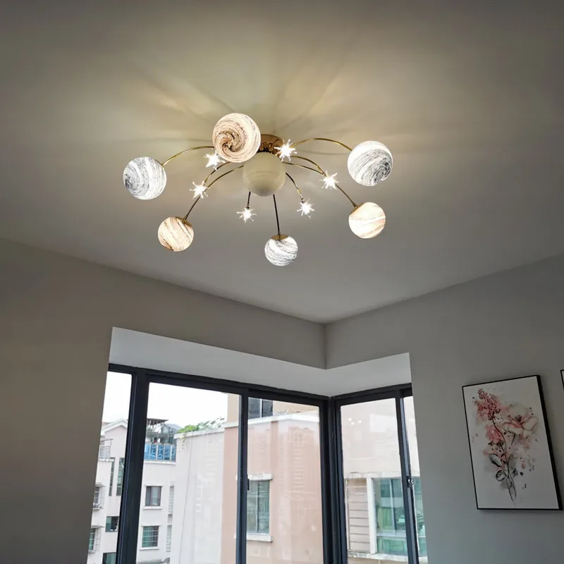 Nordic creative bedroom personality modern simple space Star lamp star sky Children's Room ceiling | Лампы и освещение