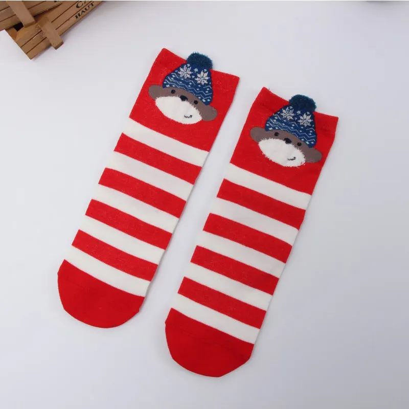 1 пара, рождественские женские носки милые зимние шерстяные женские теплые носки с объемным рисунком Санта-Клауса Новогодний подарок г - Цвет: B