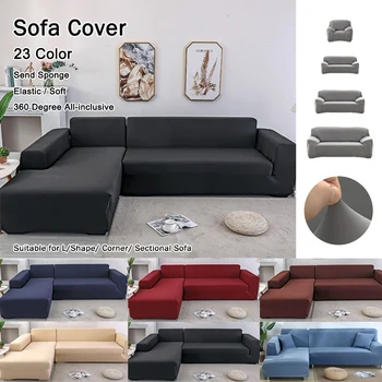 

Elastic Sofa Cover Spandex Modern Solid Color Corner Couch Covers for Sofas Protector Sofa Covers for Living Room Couch 3 Seater