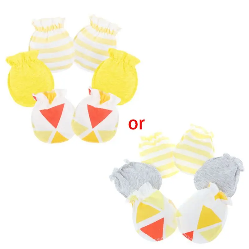 3 пары модные перчатки против царапин защита на Кроватку Новорожденного лица Хлопок царапины варежки DXAA - Цвет: Цвет: желтый