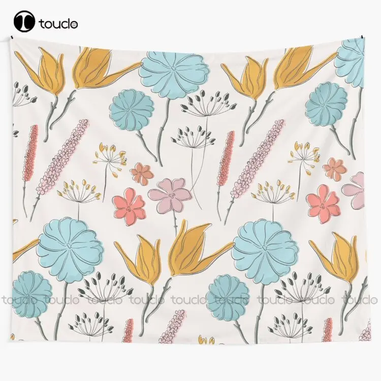 Летний гобелен с цветочным принтом японский настенный для гостиной спальни
