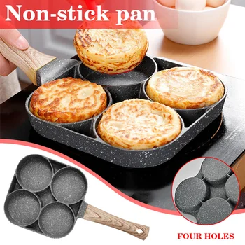 

4 Hole Fried Egg Burger Pan Non-stick Multipurpose Egg Frying Pan Kitchen Utensil can CSV