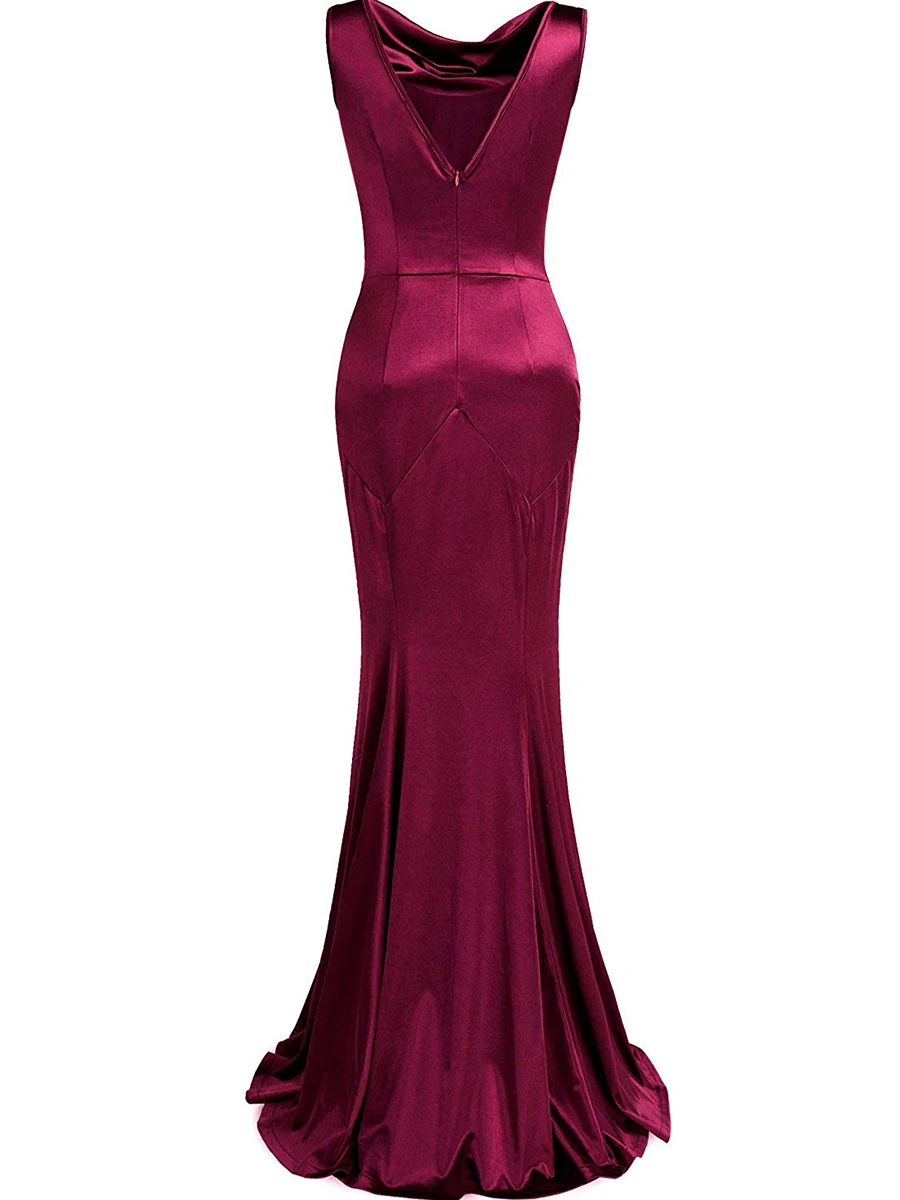 Вечерние платья с круглым вырезом, без рукавов, вечернее платье в пол, элегантное строгое платье, однотонное вечернее бальное платье в виде русалки LT015