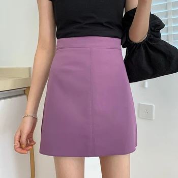 

5 Candy Colors Summer Pencil Skirts Women High Waist A-Line Solid Zipper Warp Skirt Vintage Casual Mini Skirts Plus Size W934
