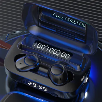 

TUO HE Bluetooth 5.1 Earphones TWS Wireless Headsets 9D Strong Bass Waterproof HiFi Earbuds With LED Clock Flashlight 2000mAh