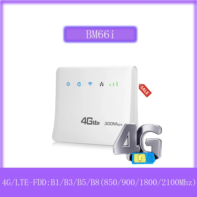 Enrutador Wifi desbloqueado de 300Mbps 4G, router móvil inalámbrico con puerto LAN y tarjeta SIM, LTE, CPE