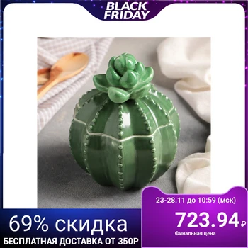 

Bank for bulk products "Cactus with a flower", 500 ml