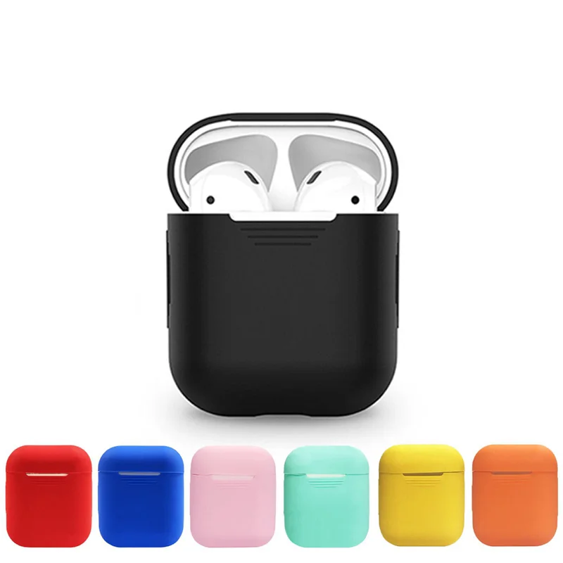 Однотонные мягкие чехлы для наушников Apple AirPods 1 2 футляр зарядки Airpods | Электроника