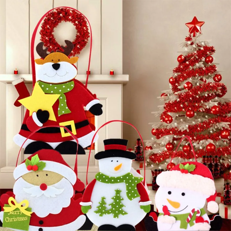 Christmas Candy Bag Non-woven Santa Claus Bag Candy Bag Holiday Decoration Santa Claus Bag