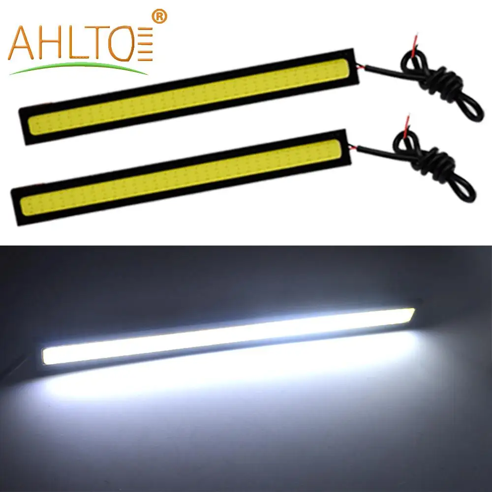 

2X 14cm Car Day Lamps Double Row 60Leds Driving Daytime Running Lights Car Fog Tail Bulbs COB Auto Signal DRL Waterproof DC 12V