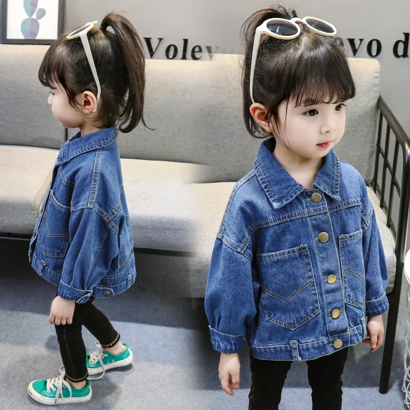 

Girls' Jean Jacket 2019 Spring And Autumn Foreign Trade New Style Korean-style Children Solid Color Casual Cowboy Clothing BABY'