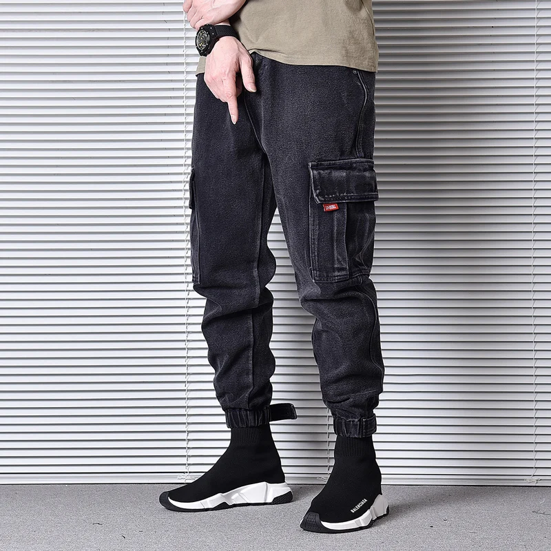 

2020 Japanese Street Joggers Black Color Fashion New Men Jeans Big Pockets Designer Hip Hop Cargo Pants