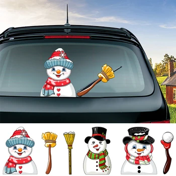 

Christmas Snowman Wiper Decal for Rear Window 3D Festive Car Sticker Reusable Waterproof Vinyl Decal for Vehicle Rear Wipers
