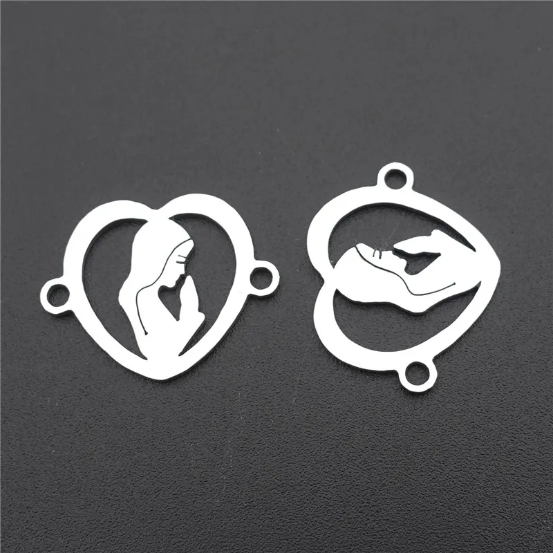 

5 Pieces Virgin Mary Connectors Links Stainless Steel Component For Diy Maternal Love Bracelet Jewelry Making Findings