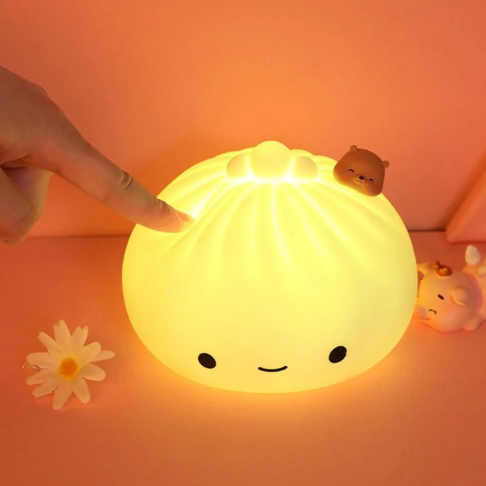 bright night light Cute Buns Pat Lights Colorful Soft Night Light Bedroom Holiday Home Decoration Christmas Children Adult Animation Holiday Gifts holiday nights of lights