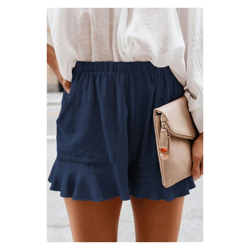 

High Waist Women Short Stacked Sweatpants Pants Fabric Leisure Summer Casual Comfort Loose Lotus Leaf Shorts Beach Cool Pants