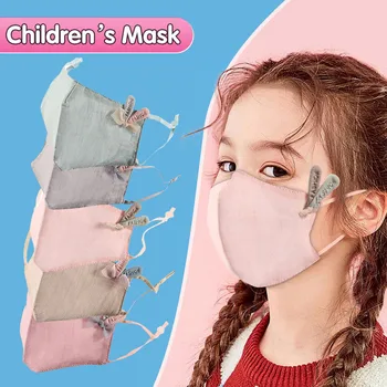 

Children's Face Mask Autumn And Winter Warm Adjustable Mask Windproof Flannel Rabbit Ear Reusable Masks Face Mouth Cover Masque