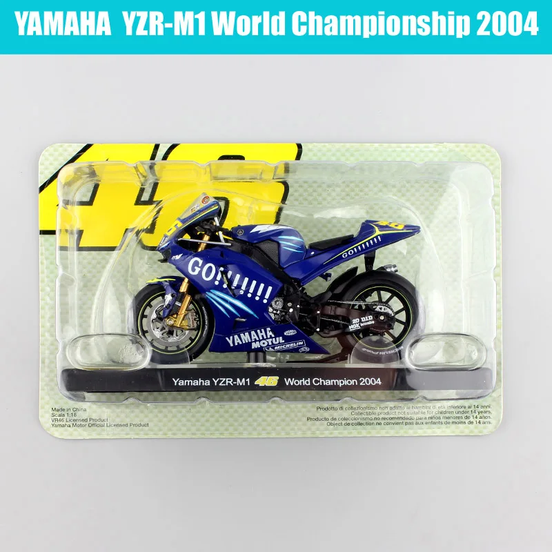 Дети 1/18 масштаб LEO мини YAMAHA YZR-M1 чемпионат мира мото rcycle литые Автомобили Модель гоночной машины мото велосипед игрушки Миниатюрный - Цвет: YZRM1 WC 2004