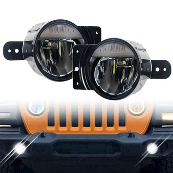 

4 Inch 30W Round Led Fog Light For 2020 Jeep Gladiator with Plastic Bumper Relector LED Fog Lamp Assembly Pulg in Play