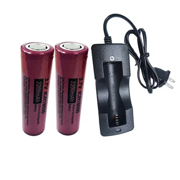 

PKCELL ICR18650 3.7v Liion Rechargeable Battery 2200mAh and EU Plug Us Plug Flat Top For Flashlight, LED light, Torch