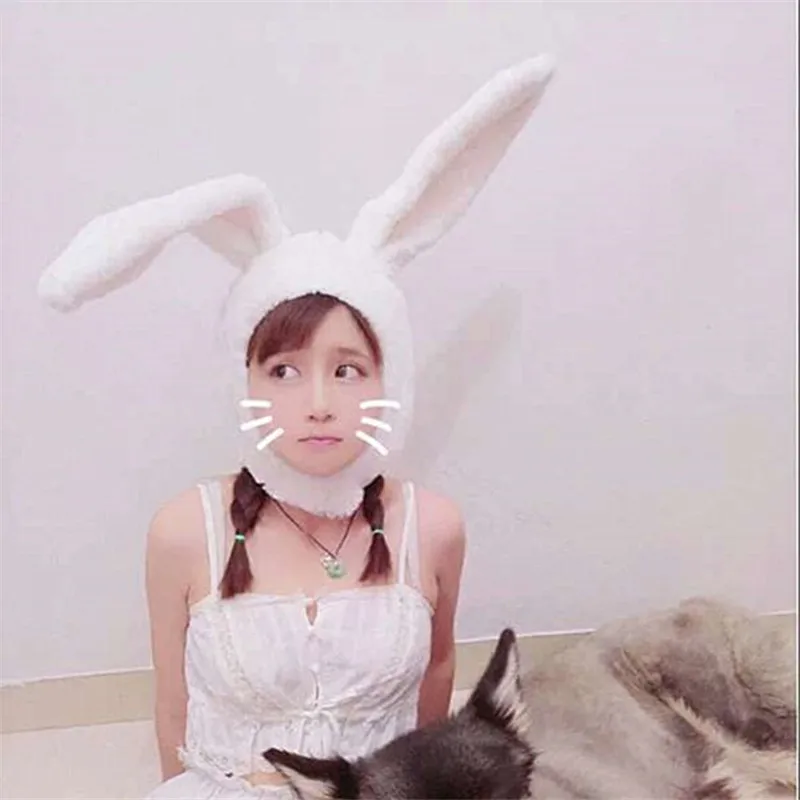 

1pc popular girls rabbit Headband Plush Rabbit ears hoops white bunny ears Headdress gifts for woman Photographic tools Selfie