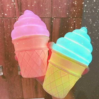 

Novelty Ice Cream Shaped LED Nightlight Desk Table Light LED Night Lamp Kids Bedroom Decoration Key Chains Keyring Lamp Decor