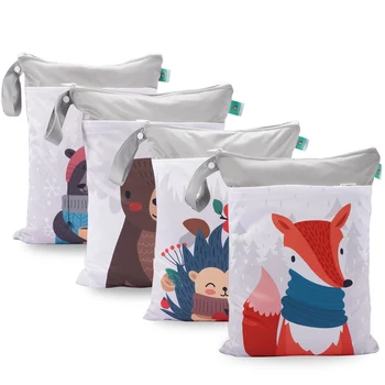 

30*40cm Double Zipper Waterproof reusable wet bag printed pocket diaper bag PUL travel dry wet bag mini diaper bag