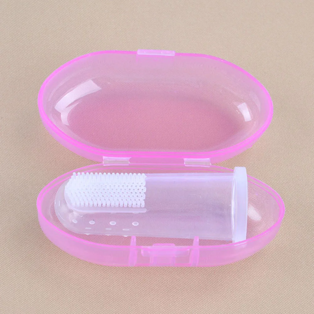 Finger Toothbrush Safety Oral Massager Cleaning Brush Baby Transparent Silicone 2.1*5.5 cm