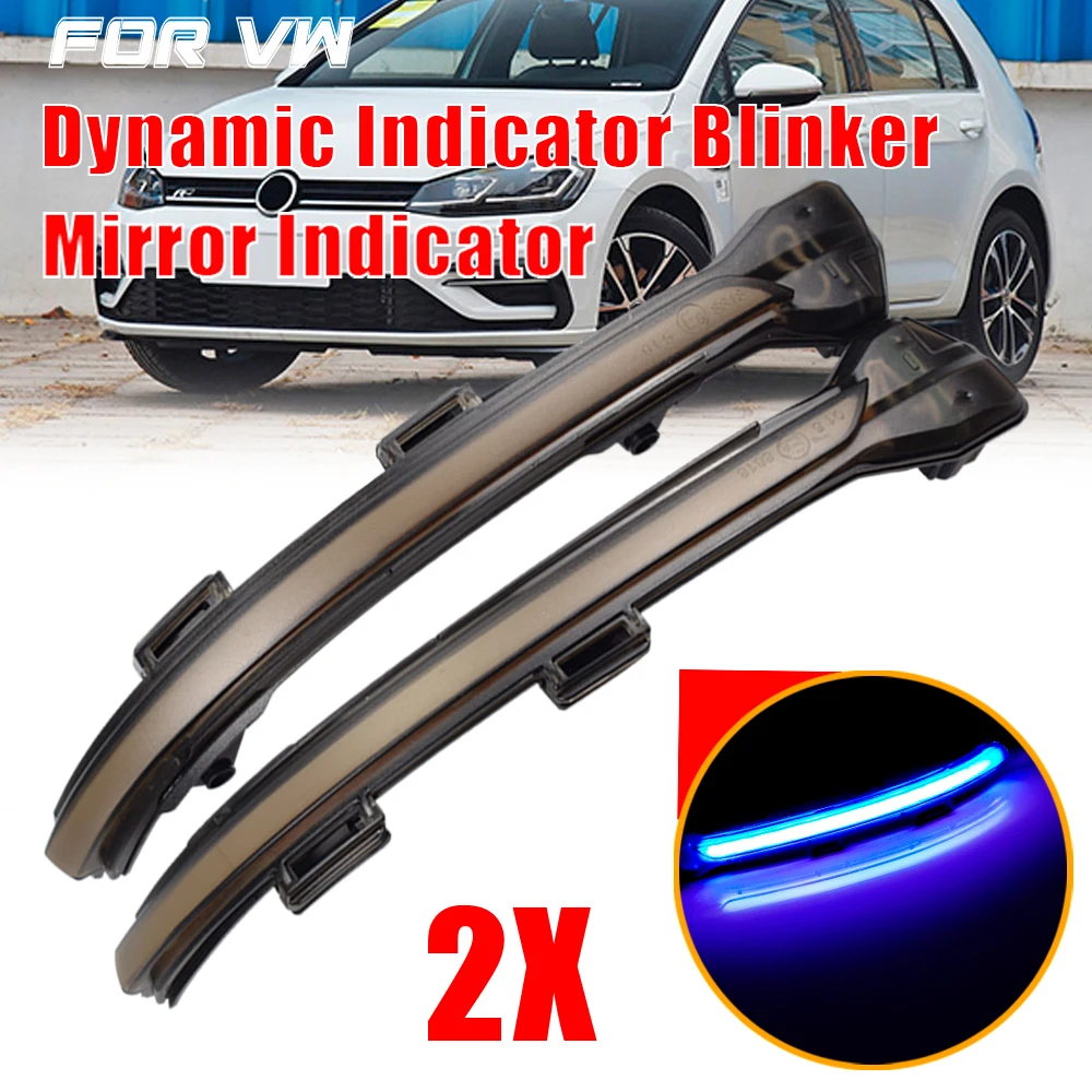 

2pcs Dynamic Turn Signal Light LED Side Wing Rearview Mirror Indicator Blinker Light For VW Golf Sportsvan 2014-2020