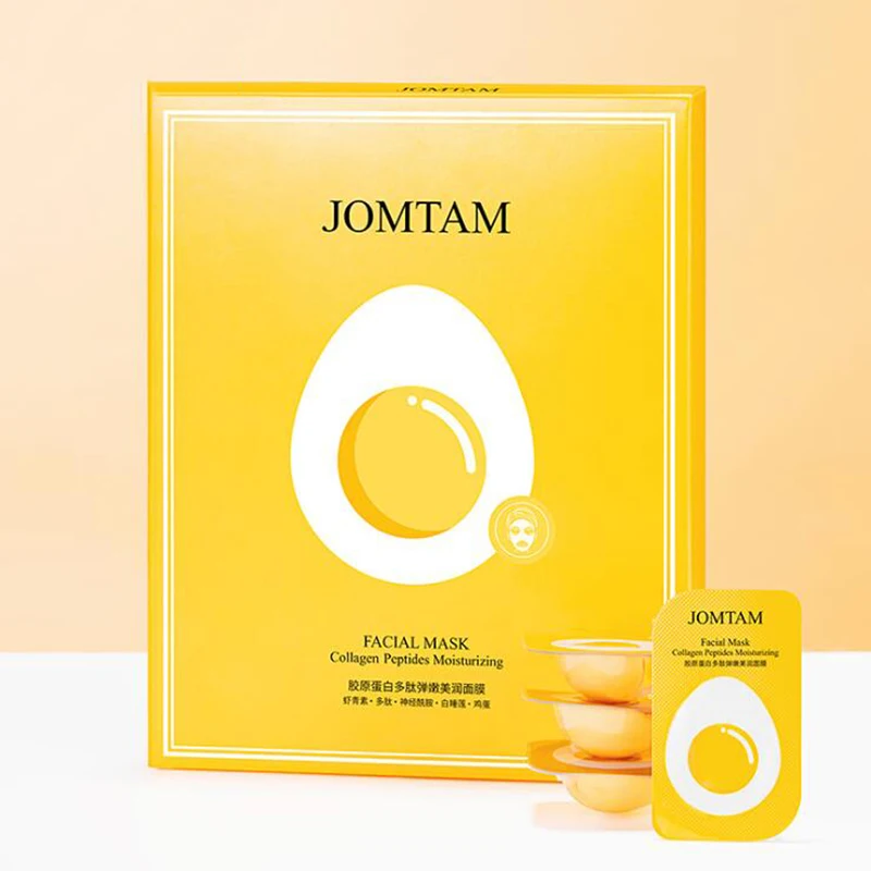 

8pcs/Box Collagen Peptides Moisturizing Facial Mask Astaxanthin Egg Whitening Anti-Wrinkle Gentle Repairing Skin Care Face Care