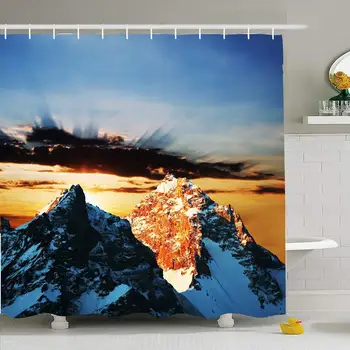 

Shower Curtain 72x78 Inches Crest Climbing Mountains Peak On Sunrise Nature Summit Asia Parks Cold Coldness Extreme Design